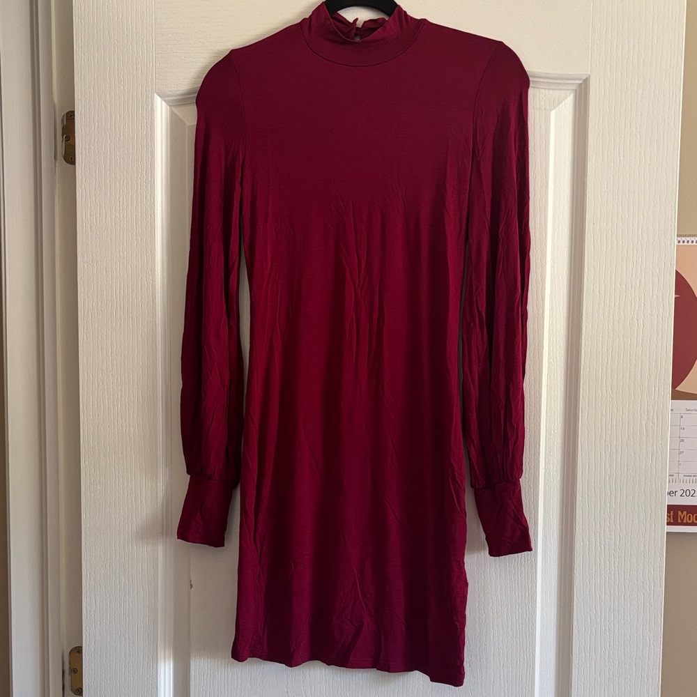 Lulu's Burgundy Long Sleeve Dress